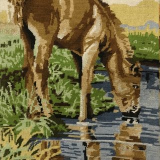Handmade Tapestry Wall Art – Grazing Horse by the Stream
