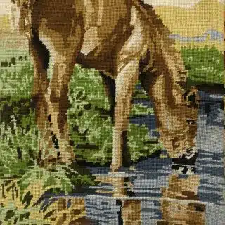 Handmade Tapestry Wall Art – Grazing Horse by the Stream