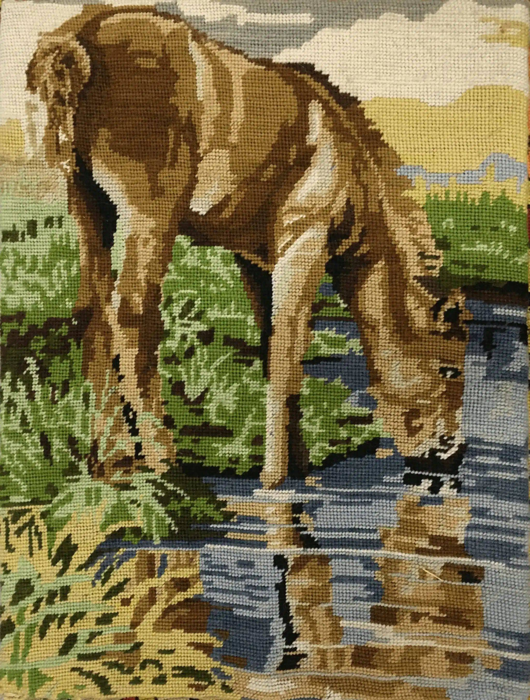 Handmade Tapestry Wall Art – Grazing Horse by the Stream 1 Handmade Tapestry Wall Art – Grazing Horse by the Stream