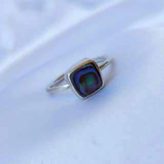 Silver Abalone Square Minimal Ring
