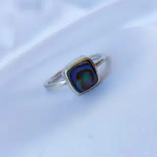 Silver Abalone Square Minimal Ring