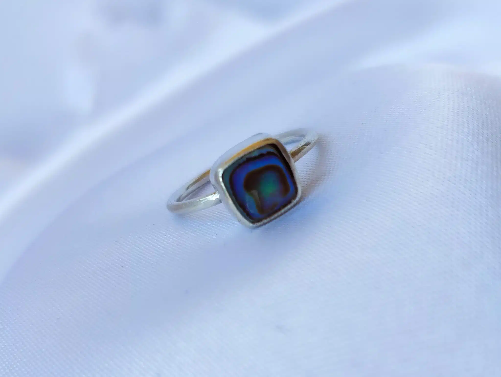 Silver Abalone Square Minimal Ring 1 Silver Abalone Square Minimal Ring