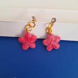 polymer clay vintage floral earrings pink
