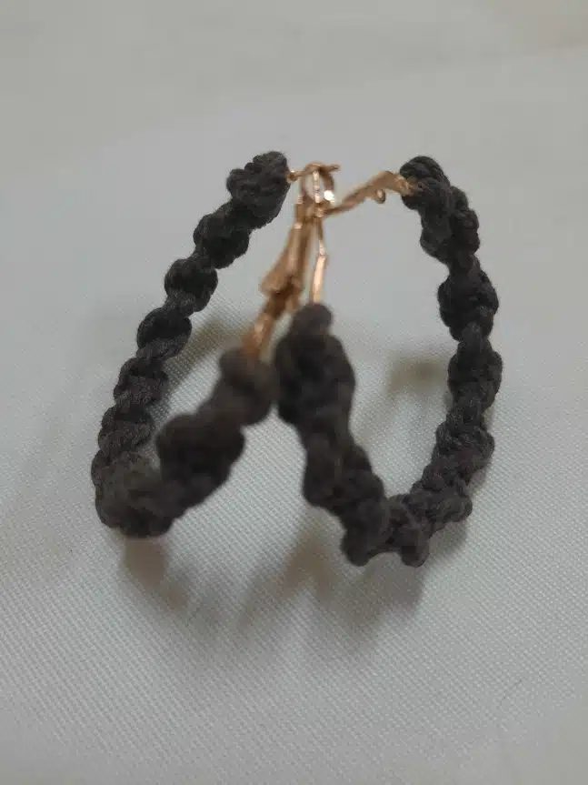 Minimalist Handmade Dark Brown Braided Hoop Earrings 5 20241106 213553