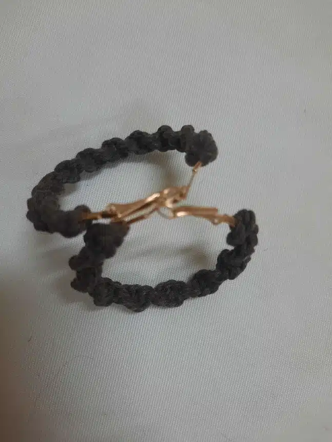 Minimalist Handmade Dark Brown Braided Hoop Earrings 6 20241106 213557