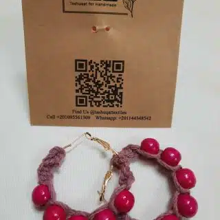 Handmade Red Bead Hoop Earrings – Rustic Elegance by Tashuqat