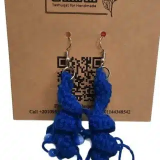 Handmade Macramé Blue Earrings – Boho Chic by Tashuqat