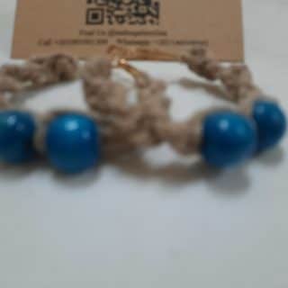 Handmade Braided Hoop Earrings with Blue Beads – Coastal Charm by Tashuqat