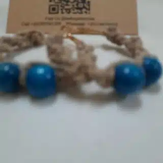 Handmade Braided Hoop Earrings with Blue Beads – Coastal Charm by Tashuqat