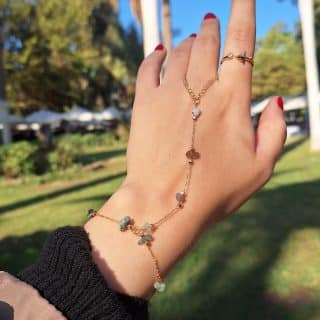 Green stones hand chain
