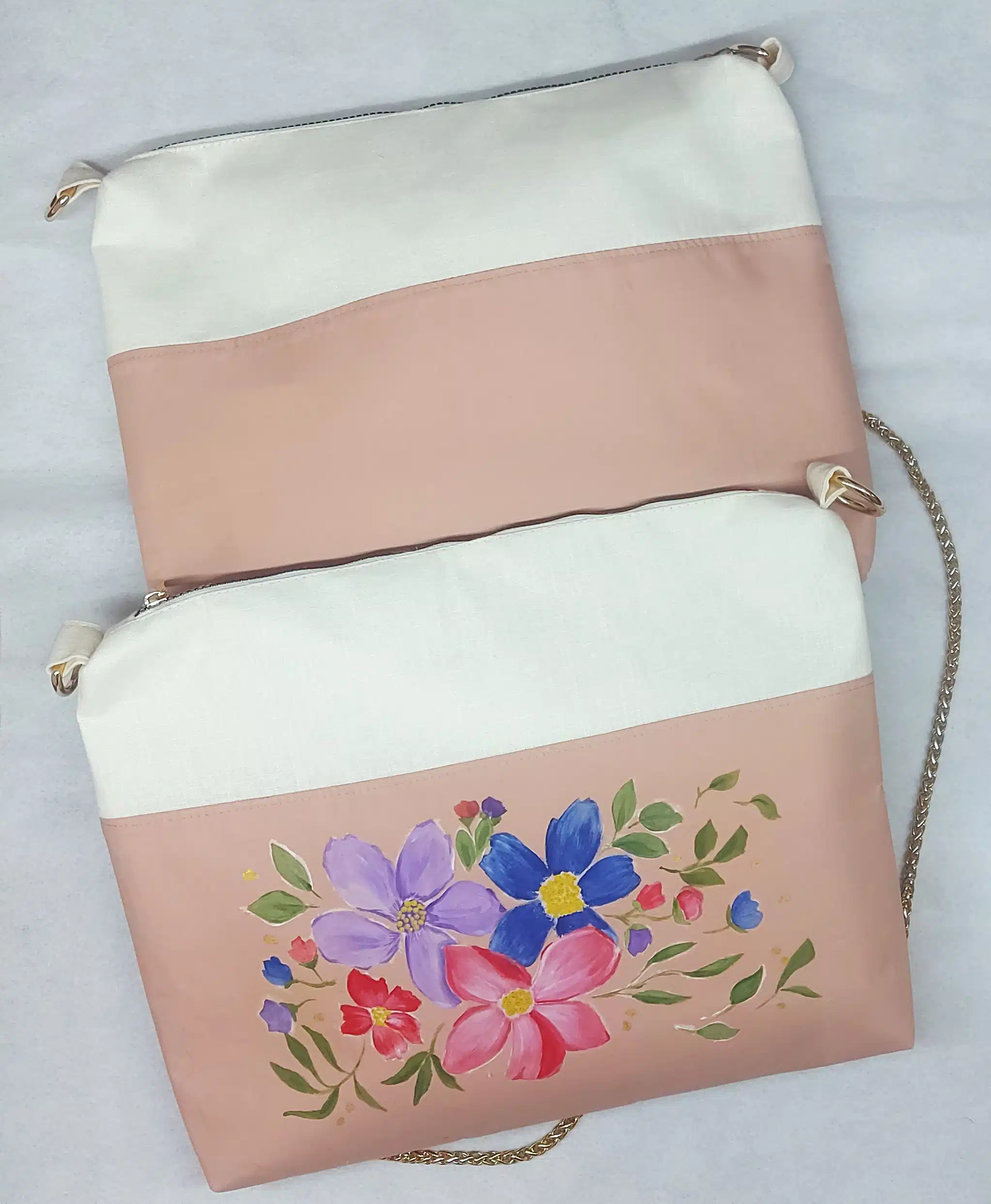 Flowers cross bag fabric painting 1 Flowers cross bag fabric painting