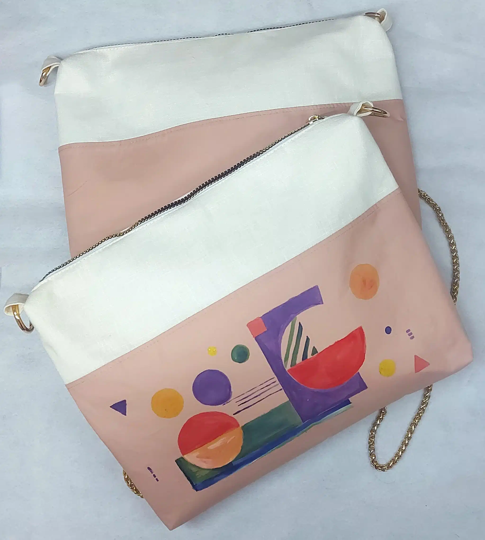 Geometric shapes cross bag fabric painting 1 Geometric shapes cross bag fabric painting