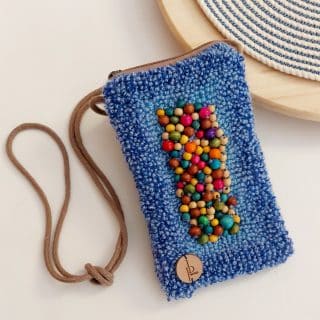 Punch needle crossbody mobile bag