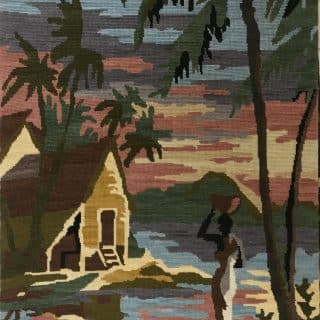Tropical Sunset Village Scene
