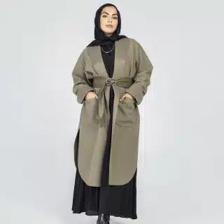 Olive wool coat.