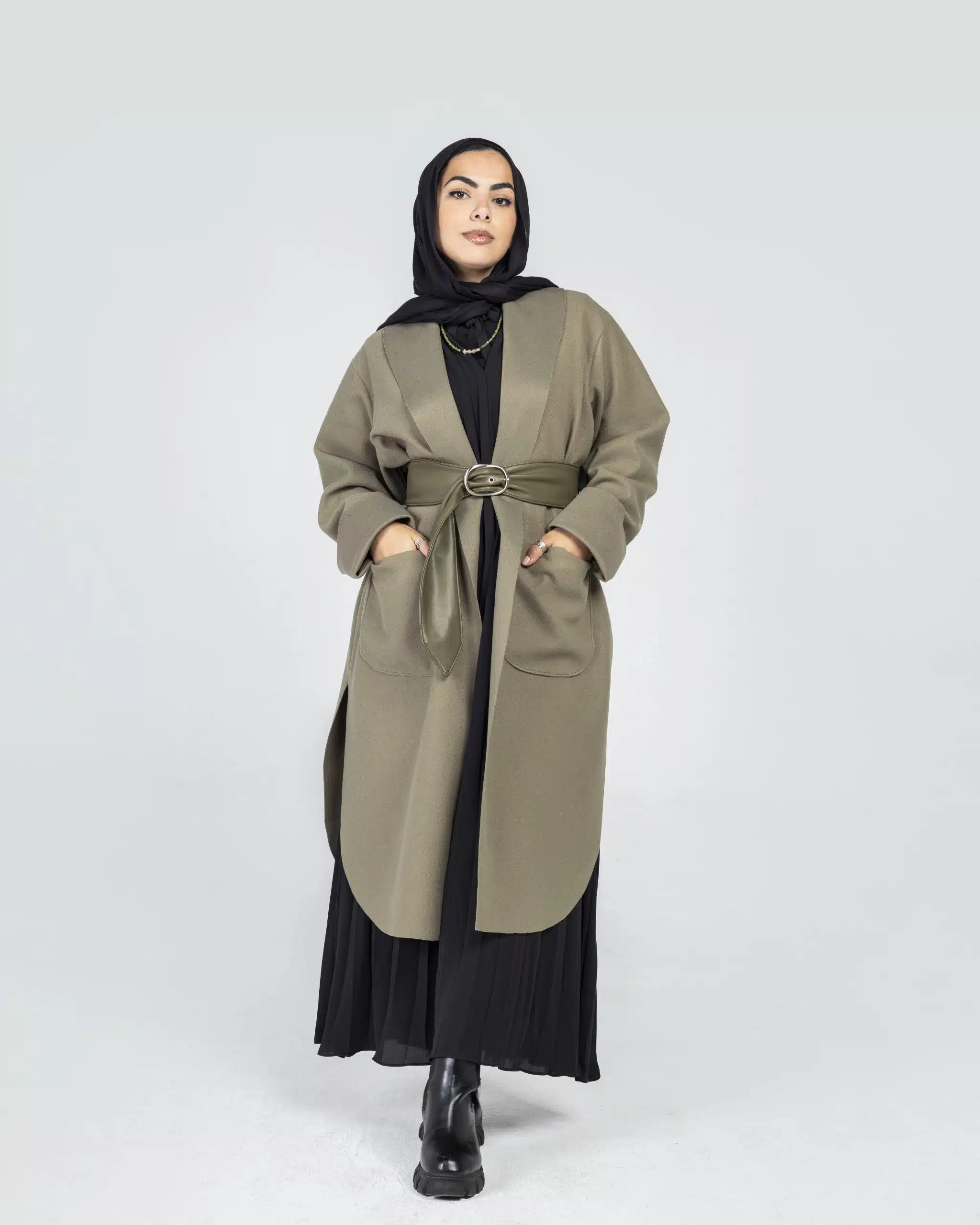 Olive wool coat. 1 Olive wool coat.