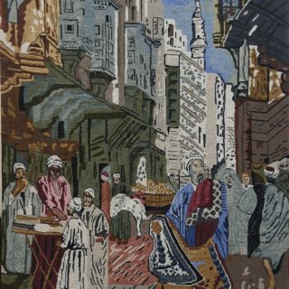 Traditional Market Scene Needlepoint Tapestry