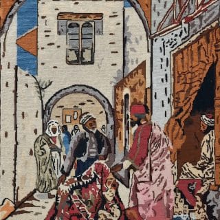 Marketplace Scene: Handcrafted Tapestry Wall Art