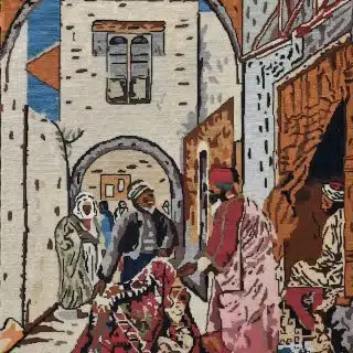 Marketplace Scene: Handcrafted Tapestry Wall Art