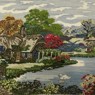Handmade Tapestry Wall Art – Tranquil Cottage by the River