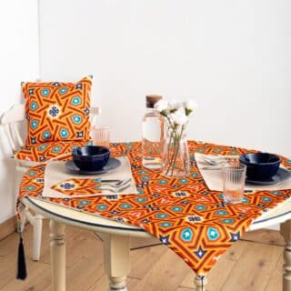 Orange Arabesque Square Table Cloth