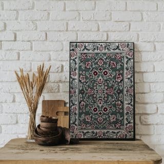 Green with vintage flowers