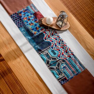 Blue Leather patchwork runner