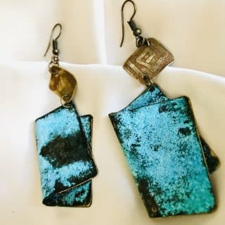 Bluerust &brass boho earrings