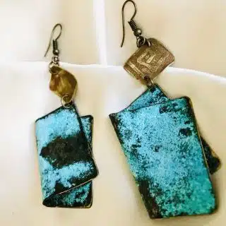 Bluerust &brass boho earrings