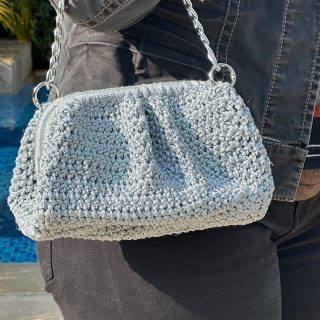 Silver crochet bag/clutch
