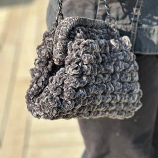 Velvet charcoal grey clutch/bag