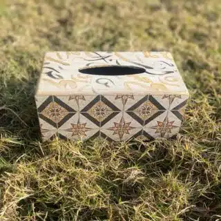 Tissue Box Arabic Design Black x Ivory