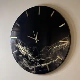 Black Gold Marble Round Clock