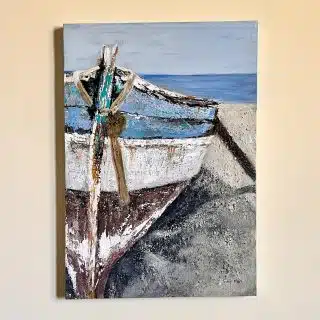 Wooden fishing boat painting
