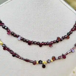 January birthstone, Garnet necklaces, sold separately.