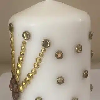 Unscented candle with decoration