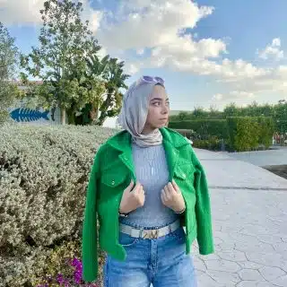 Green cushy wool cropped jacket