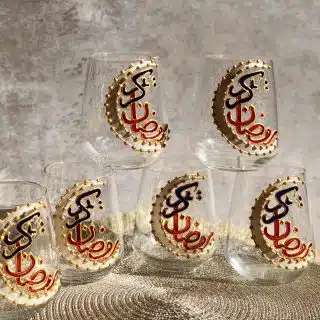 Ramadan Kareem with half moon cups