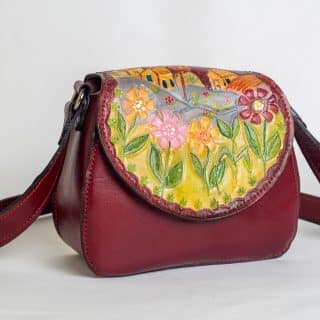Flowery leather bag