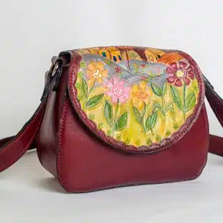 Flowery leather bag