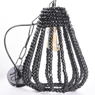 Black wood beaded pendant light