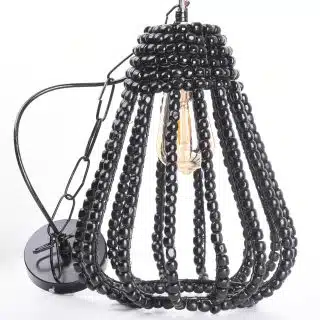 Black wood beaded pendant light