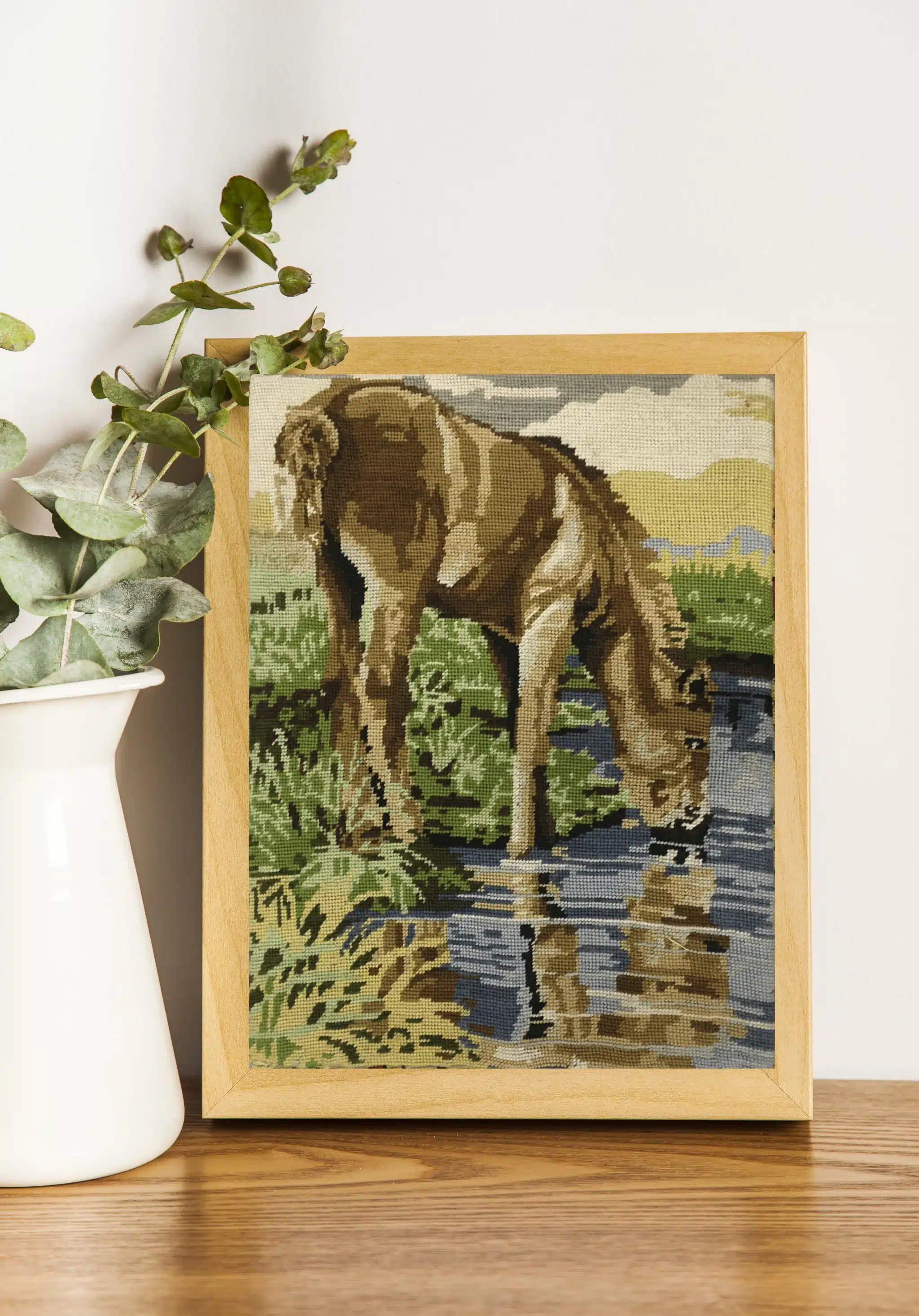 Handmade Tapestry Wall Art – Grazing Horse by the Stream 2 OUGNG31 scaled