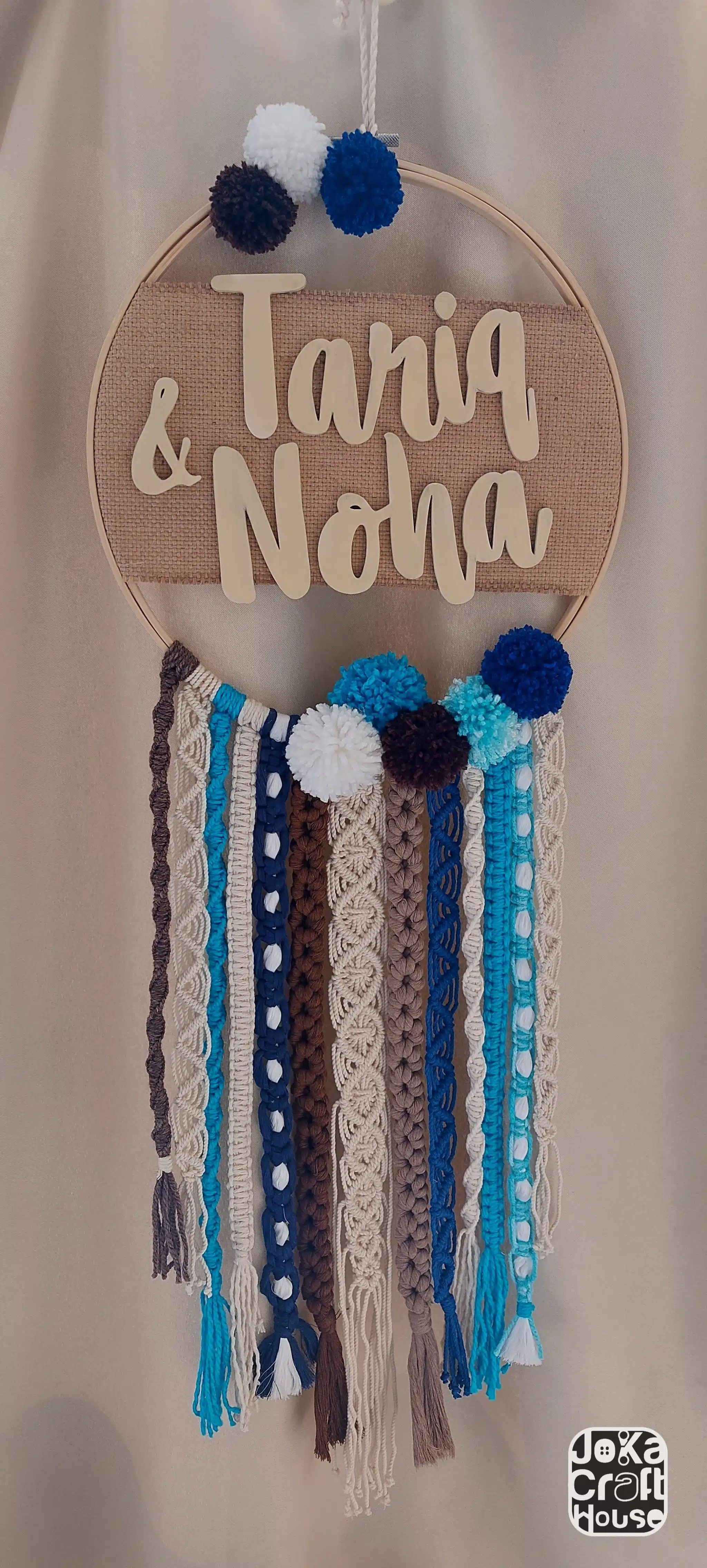 Bluish macrame Wall Hanging (with names) 1 Bluish macrame Wall Hanging (with names)
