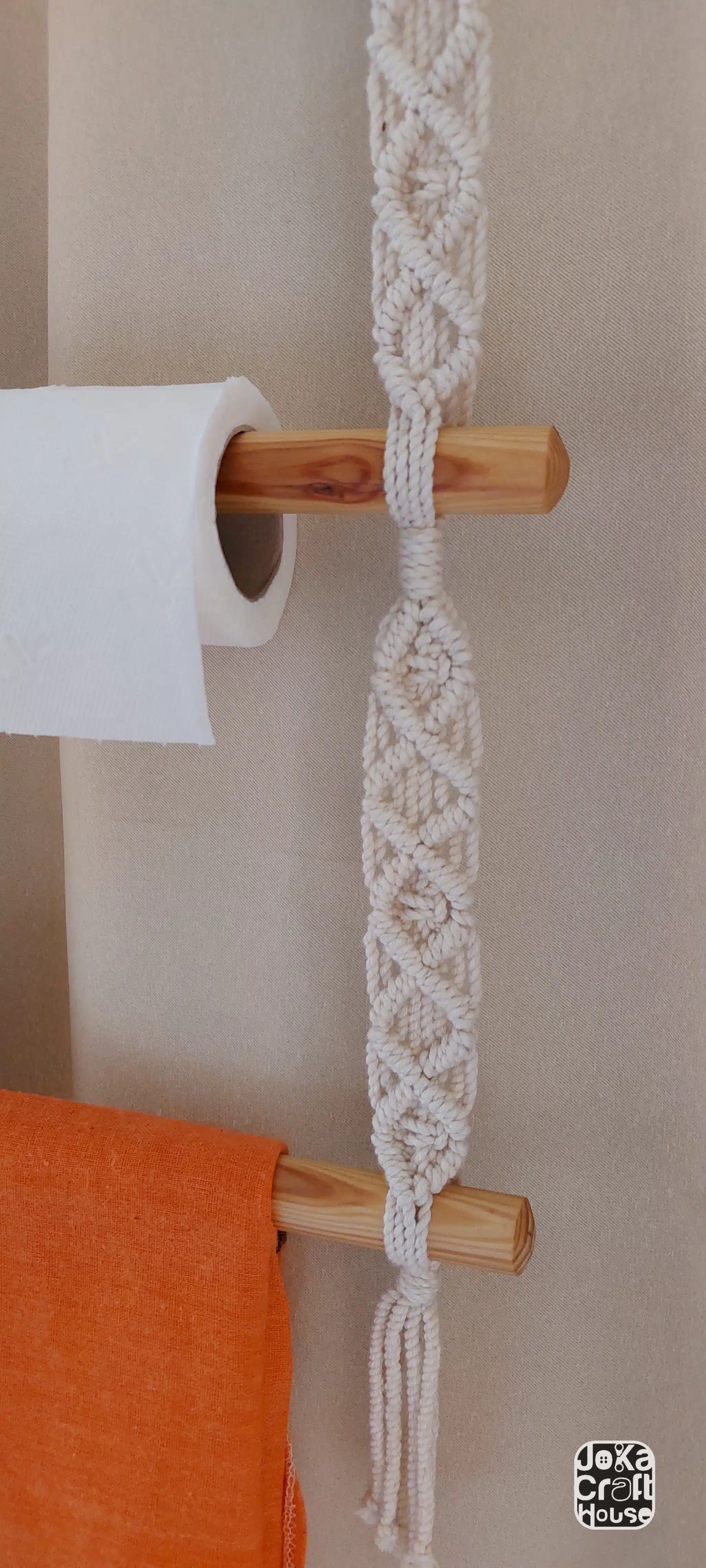 Macrame Kitchen holder for towel, paper & mugs 3 Photo 1736342395303 scaled