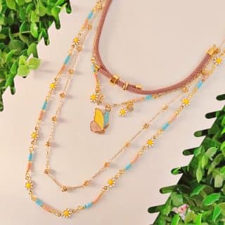 4-layered butterfly necklace.