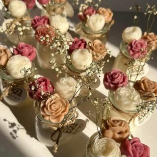 6 Mini flower bouquet jar candle