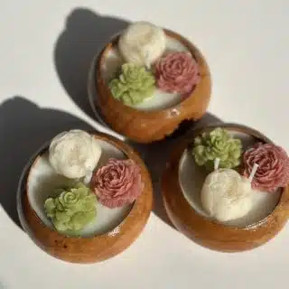Wooden flower candle pots