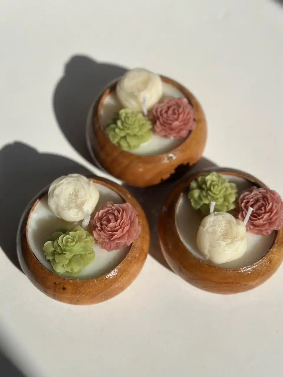 Wooden flower candle pots 1 Wooden flower candle pots