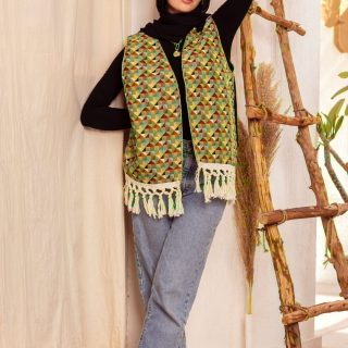 Geometric fringes vest